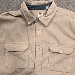 Levi's Shirt Men XL Beige Corduroy Relaxed Fit Long Sleeve Work Chore India‎